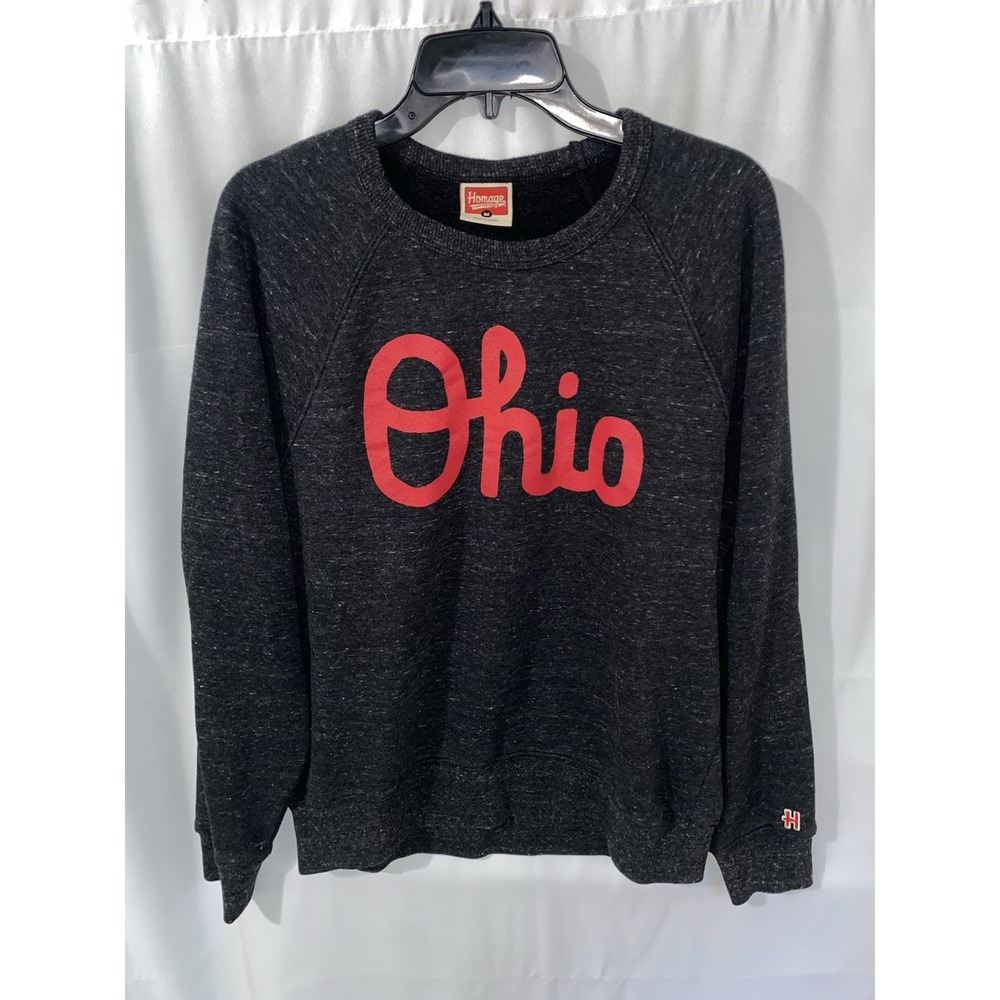 Homage Ohio State Buckeyes Black/Red Script Ohio Crewneck Sweatshirt Medium